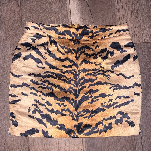 DSQUARED2 Tiger Animal Print Mini Skirt Burnt Orange Brown Black Size 10Y - Picture 1 of 7